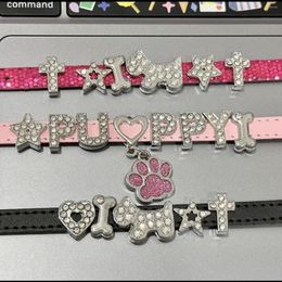 Charm Bracelets Y2k Girl Accessories Harajuku Shiny Rhinestone Star Bone Cross Dog Heart Bracelet For Women Men Sweet Letters Bangle Jewellery