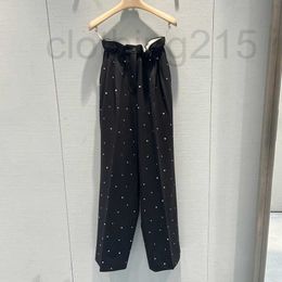 Women's Pants & Capris Designer Black trousers heavy work inlaid with diamonds full of stars design feeling flower bud pants temperament suit female autumn new style