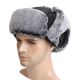 Berets Winter Bomber Hats For Men Waterproof Skiing Cap Man With Earflaps Super Thick Foldable Russian