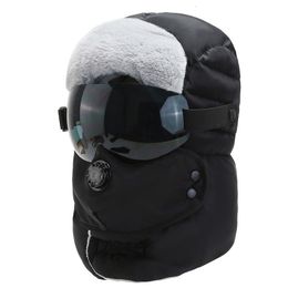 Berets Fashion Warm Hat Winter Men Original Design s For Women Waterproof Hood With Glasses Cap Balaclava 230214