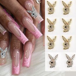 Nail Art Decorations 10pcs Luxury Charms Gold Alloy Bunny Glitter Rhinestones Crystal DIY Jewelry Manicure 3D Decoration Accessories 230214