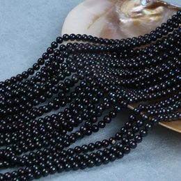 Beads Wholesale 5-6mm Natural Black Near Round Loose Freshwater Pearl Bead In Strand