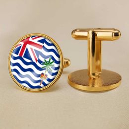 British Indian Ocean Territory Flag Cufflinks World Flag Cufflinks Suit Button Suit Decoration for Party Gift Crafts