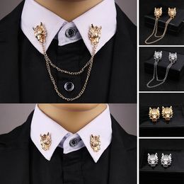 Men Tassel Chain Brooch Collar Tassel Lapel Pin Chain Lapel Animal Badge Metal Pins Tassel Chain