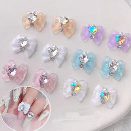 Nail Art Decorations 10pcs Japanese Sailor Bow-Tie Heart Moon Charm 3D Cartoon Anime Bowknot Inlaid Pearl DIY Finger Tips Decor Girl Parts