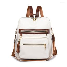 School Bags TRAVEASY Vintage Woman Backpacks 2023 PU Fringed Zipper Shoulder Female Anti-theft Elegance Outdoor Casual Schoolbags