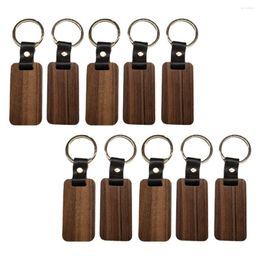 Keychains 10pcs Wooden Keychain Rectangular Collectible Key Ring Car Bag Hanging Pendant Painting Crafts Cute For Women Men