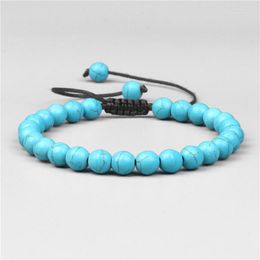 Strand Fashion Bangle Blue White Green Red Natural Stone Bracelet Homme Femme 6mm Men Beads Yoga Braided Women Jewellery