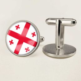 Georgian Flag Cufflinks National Flag Cufflinks of All Countries in the World Suit Button Suit Decoration for Party Gift Crafts
