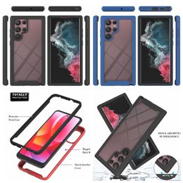 2in1 Bumper Cases For Samsung S23 Ultra Plus A14 A34 A54 5G A04 A02 A13 4G A03 Core A23 A73 LG Stylo 7 360 Full Shockproof Armor Hybrid Layer Hard PC TPU Frame Front Back Skin