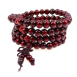 Beaded Natural Wood Fashion Bracelets 108 Buddhist Prayer Beads Men Women Long Bangle Religion Gift Drop Delivery Jewelry Dhgarden Dh3K5