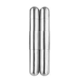 Latest Stainless Steel Two Cigar Stash Tube Dry Herb Tobacco Cigarette Holder Storage Case Portable Smoking Wood Sheet Moisture Container DHL