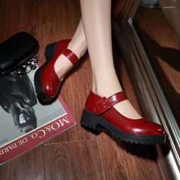 Dress Shoes YQBTDL 2023 Office Lady Buckle Platform Heels Mary Jane For Women Black Red Yellow Harajuku Goth Woman Pumps Drop