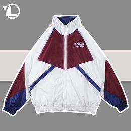 Men's Jackets Hip Hop Patchwork Varsity Jacket Men Women Thin Harajuku Streetwear Windbreaker Coat Spring Autumn Vintage Loose College Jackets 230214