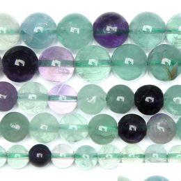 Crystal 8Mm Natural Stone Colorf Fluorite Round Loose Beads 15 Strand 4 6 8 10Mm Pick Size For Jewellery Making Drop Delivery Dhgarden Dhqtp