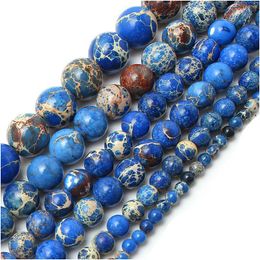 Stone 8Mm Natural Beads Blue Sea Sent Round Loose For Jewellery Making 15.5 Pick Size 4 6 8 10 12Mm Wholesale Drop Delivery Dhgarden Dh9Ce