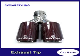 Car Modification Remus Universal Dual Sandy Automobile Exhaust Red Carbon Fibre Series Exhaust Tip Muffler For BMW Benz Any Cars6734761