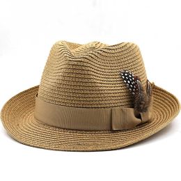 Wide Brim Hats Parent child Vintage Men Panama Hat Men Cotton Fedora Male Sun hat Women Summer Beach hat Chapeau dad Jazz Trilby Cap Sombrero R230214