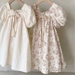 Girl's Dresses BOBOTCNUNU Fashion Kids Girls Short Sleeve Spring Autumn Dress Cotton Children Cute Casual Floral Vestido Outfits 230214