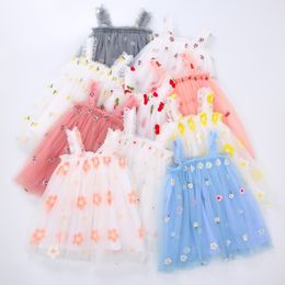 Girl's Dresses Baby Dress Fashion Suspenders Embroidery Small Floral Sweet Cute Princess 1St Birthday Skirt Gift 230214