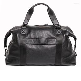 Duffel Bags Genuine Leather Men Women Travel Handbag Real Cow Carry Hand Luggage Weekend Business Shoulder Bag Unisex