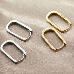 Hoop Earrings 925 Sterling Silver Trendy O-Shape Square Temperament Simple Charm Elegant Jewelry Accessories