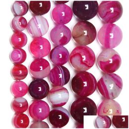 Stone 8Mm Natural Banded Magenta Lace Agates Round Loose Beads 4 6 8 10 12Mm Pick Size For Jewelry Making Drop Delivery Dhgarden Dhli3