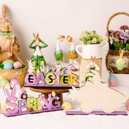 Party Supplies Easter Wooden Table Signs Decors Bunny Gnome Sculpture Spring Tabletop Centerpiece Ornament