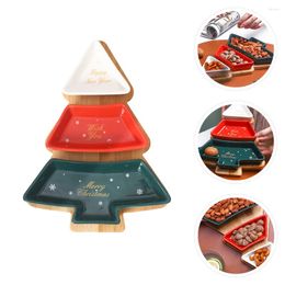 Plates 1 Set Multifunction Christmas Tree Shape Fruit Ceramics Candy Snack Trays