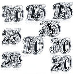 New Popular 925 Sterling Silver Pandora Lucky Digital Pendant Jewellery Necklace DIY Accessories Beads and Spot Wholesale