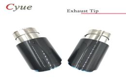 1Piece Car Straight Edge Glossy Carbon Fiber Muffler Tip Tail End Blue Stainless Steel For Akrapovic Exhaust Tip7540559