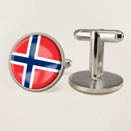 Norwegian Flag Cufflinks All Over the World Flag Cufflinks Suit Button Suit Decoration for Party Gift Crafts