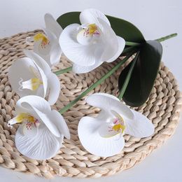 Decorative Flowers Orchid With Leaves Artificial Flower White Butterfly Orchids Fake For Home Wedding Decoration