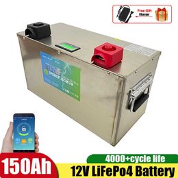 12V 150Ah LiFePO4 Battery BMS Lithium Power Battery 4000 Cycles Bluetooth Suitable for 12.8V RV Campers Off-grid Solar Wind