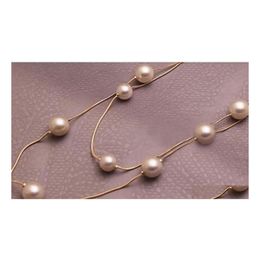 Pendant Necklaces Pearls Simated Pearl Long Double Layer Necklace Drop Delivery Jewellery Pendants Dhtvz