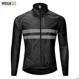 Cycling Shirts Tops WOSAWE Reflective Cycling Jacket High Visibility MultiFunction Jersey Road MTB Bicycle Windproof Quick Dry Rain Coat Windbreaker 230213