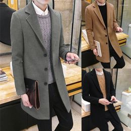 Men's Wool & Blends Fashion Men Autumn Winter Formal Single Breasted Figuring Overcoat Daily Casual Long Jacket Outwear Top #4M25 Nadi22