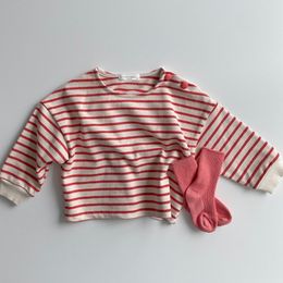 Tshirts Fashion Striped Print Kids Baby Clothes Cotton Long Sleeve T Shirts Boys And Girls Tops Autumn Clothing 230214