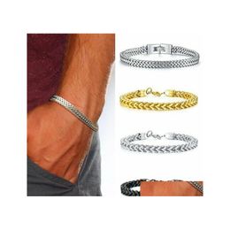 Link Chain Titanium Steel Mens Bracelet Domineering Stainless Jewellery Personality Gift Three Colours Optional Charm Drop Delivery Bra Dhxww