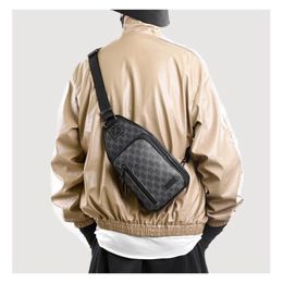 Fashion Man Messenger Bags Plaid Men Bags Shoulder Crossbody Leather Sling Bag For Male Black Single Women Backpack216K