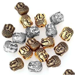 Other 20Pcs/Lot 10X8Mm Metal Buddha Beads Charm Tibetan Sier Spacer For Bracelet Jewellery Making Diy Accessories Vintage Drop Dhgarden Dh3Jq