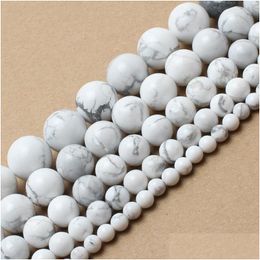 Turquoise 8Mm Natural Stone Beads White Howlite Truquoises Round Loose For Jewelry Making 15.5Inch Pick Size 4 6 8 10 12 14Mm Dhgarden Dh4Jd