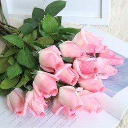 Decorative Flowers 11pcs Artificial Flower Bud Latex Rose Fake Leaf Real Touch For Home Wedding Party Decoration