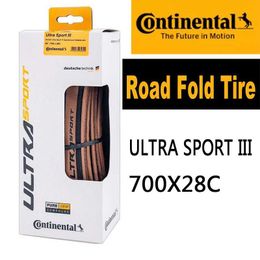 s Continental 700C Road Bike Foldable Ultra Sport III 700X28C Brown Edge Folding Tyre 28-622 180 TPI Gravel Tyre 0213