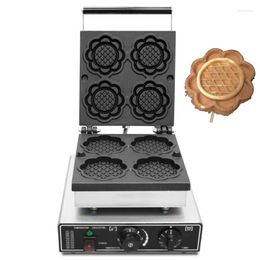 Bread Makers Commercial Non-stick Electric Sunflower Shape Waffle Making Machine 4pcs Shaped Maker