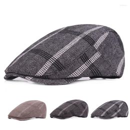 Berets High Quality Fashion Cotton Fabric Mens Women Cabby Sboy Hats Ivy Cap Retro Plaid Unisex Casual Casquette