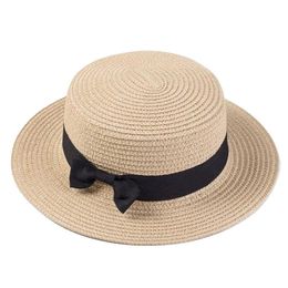 Wide Brim Hats Summer Hats For Women Sun Hat Beach Ladies Fashion Flat Brom Bowknot Panama Lady Casual Sun Hats For Women Straw Hat R230214