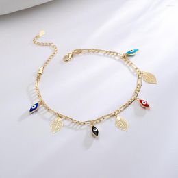 Anklets Mafisar Design Bohemian Gold Colour Enamel Drop Oil Devil's Eye For Women Fashion Summer Beach Ankle Chain Jewellery