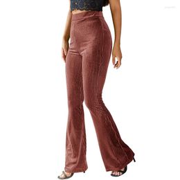 Women's Pants Women's Boot Cut Velvet Pit Strip Flare Y2k Hight Waist Pleuche Sexy Solid Long Trousers Streetwear Ladies Pant