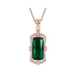 Pendant Necklaces Green Stone Emerald Diamond Necklace Charm Party Wedding Pendants For Women Luxury Jewellery Sier Drop Delivery Dh7Mc